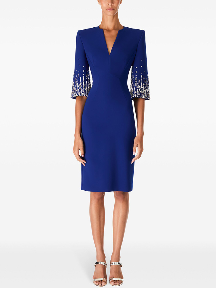 sachin and babi light blue dress Calvin Klein Deep Purple Bell 3/4 Sleeve Sheath Dress