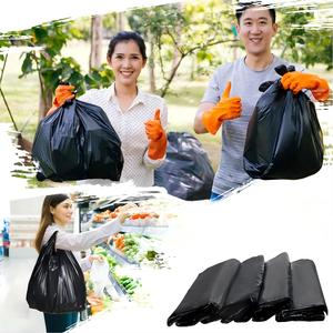 ถุงพลาสติกใส่เสื้อยืดแบบมีหูหิ้ว ยี่ห้อ Huamaohengchun  ถุงพลาสติกใส่ของชำแบบธรรมดา หนาและทนทาน (20" x 12", สีดำ) - Product Image 5