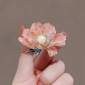 Jachon moda estilo chino peonía flor broche temperamento encanto broches para mujeres accesorios de tela - Product Image 3