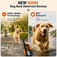 Neues 600M Hundetrainingshalsband Wiederaufladbar IPX7 Wasserdicht Fernbedienung Haustier-Trainer Einstellbare Schock-Vibrations-Halskette aus Kunststoff gegen Bellen
