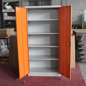 Mueble de Oficina Moderno de Fábrica, Armario Metálico Naranja de Doble Puerta con Estantes Ajustables y Cerradura, para Exteriores - Product Image 4