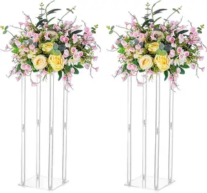 Özelleştirilmiş akrilik vazo çiçek standı için parti masa dekorasyon zarif düğün masa geometrik Centerpiece dekorasyon