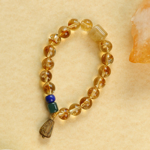 Bracelet en alliage d'or avec perles de citrine naturelle, cristal en forme de tour, unisexe, pour mariage, anniversaire, cadeau d'affaires, vente en gros - Product Image 3