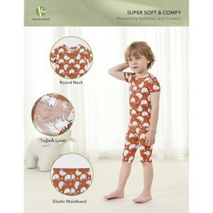 Ensemble de pyjama pour enfants BambooBud, 2 pièces, manches courtes, vêtements de nuit en rayonne pour garçons et filles, vêtements d'été, 2-7 ans - Product Image 2