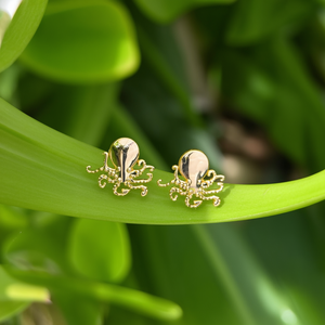 Boucles d'oreilles en forme de pieuvre en acier inoxydable 316L avec placage or PVD, bijoux tendance - Product Image 3