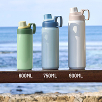 Bouteille d'eau isotherme en acier inoxydable sans BPA avec poignée de transport pour le camping en plein air et la salle de sport