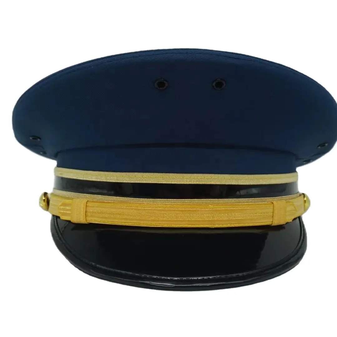 Uniforme de algodón 100% personalizado, gorra con visera negra, gorro de capitán, gorra de yate