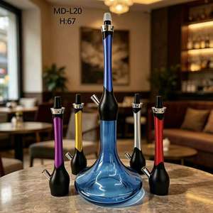 MD-L20 Aluminum Alloy <b>Hookah</b> Set Modern Shisha <b>Pipe</b> With Glass Base 67 cm Travel Bar Use - Product Image 5