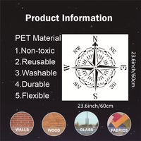 Pochoirs de compas pour la peinture sur bois, murs, tissus, aérographe, etc. |   Modèle en Mylar réutilisable de 11,8 x 11,8 pouces