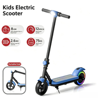 Trottinette électrique pour enfants 150W 26V 2.6Ah Batterie au lithium Trottinette électrique pliable avec contrôle de vitesse à 3 niveaux et musique
