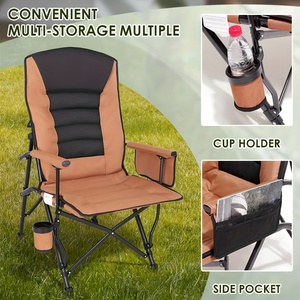 Chaise de camping pliable d'extérieur avec porte-gobelet et sac de transport, cadre en aluminium marron, tissu Oxford, chaise de jardin décontractée - Product Image 6