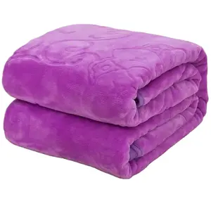 Manta de lana de alta calidad 100% poliéster Sábana de cama de franela súper suave Manta de lana púrpura para adultos