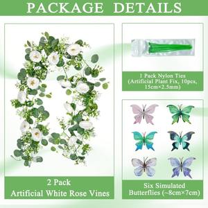 ليليس - عبوتان من أغصان الورد الاصطناعية البيضاء بطول 11.8 قدم - إكليل زهور مرن للزينة في أقواس الزفاف والجدران والطاولات - Product Image 4