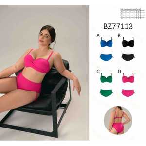 Costume da bagno intero da donna taglie forti con scollo a V, arricciato, controllo pancia, senza schienale, per l'estate, all'ingrosso, nuovo BZ77113 - Product Image 1