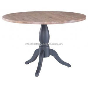 Table à manger ronde moderne pour 4 personnes Table de cuisine de ferme avec socle en bois et piédestal Table ronde pour salle à manger salon - Product Image 1