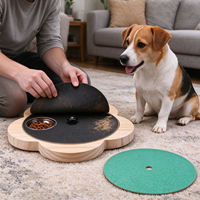 Planche à gratter rotative en bois massif pour chiens, avec gamelle en acier inoxydable et jouet puzzle interactif pour l'enrichissement des chiens