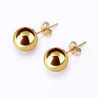Caliente 3mm 5mm 8mm 10mm inoxidable bola redonda Simple cuenta Stud pendiente 18K oro PVD plateado No se oxida impermeable al por mayor precio barato