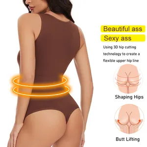 Women's Bodysuits Sexy Sleeveless Scoop Neck Shapewear Thong Waist Trainer Tanks Tops Corset Slimming Tummy Control Body Shaper