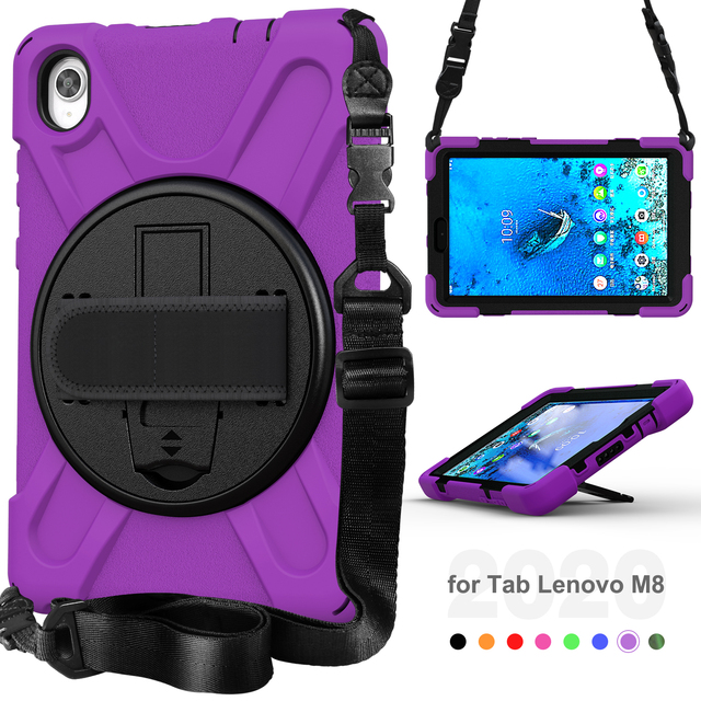 GSCASE Heavy Duty Full Protect Hard Shockproof Cover with Shoulder Strap Hard Tablet Case for Lenovo Tab M8 4th Gen 2023 TB300