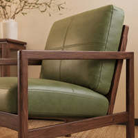 Fauteuil lounge en similicuir style Mid-Century avec structure en bois pour salon et hôtel, vente en gros