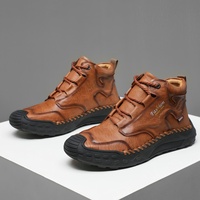 Bottes décontractées polyvalentes faites à la main pour hommes, style européen tendance, tige en microfibre et polyuréthane, antidérapantes