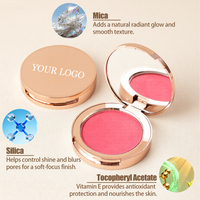 Palette de fard à joues portable six couleurs avec miroir intégré, format compact mini, poudre soyeuse pour un maquillage rapide en déplacement