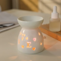 Brûleur de fonte d'encens en céramique de parfum longue durée de haute qualité petite bougie chauffe-plat en porcelaine blanc mat