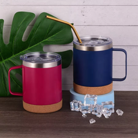 Tasses en acier inoxydable style industriel nordique 12oz réutilisables à double paroi sous vide, personnalisables, avec base en liège anti-fuite, pour cadeaux et fêtes