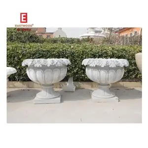 Vaso de flores de pedra grande, plantador de mármore para paisagem ao ar livre