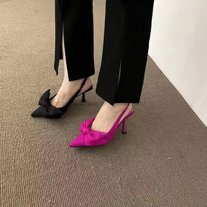 Summer Elegant Exy Women's Pointed Toe Bows Plus Size High <b>Heels</b> Stiletto Flats - Product Image 3