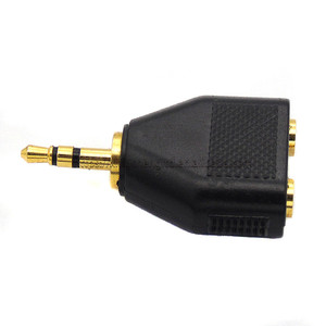 Convertisseur Audio plaqué or de haute qualité 3.5mm stéréo à 3.5mm <span class=keywords><strong>Double</strong></span> <span class=keywords><strong>prise</strong></span> femelle 3.5 mâle <span class=keywords><strong>double</strong></span> canal à <span class=keywords><strong>prise</strong></span> 2 trous - Product Image 4