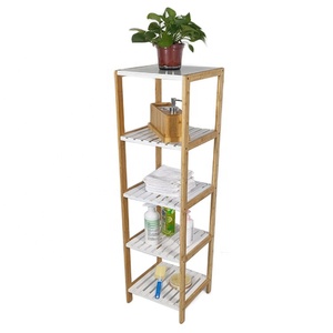 Estante de madera para <span class=keywords><strong>escalera</strong></span> de <span class=keywords><strong>baño</strong></span>, accesorio personalizado multifuncional de bambú, organizador para el hogar, gran oferta - Product Image 2