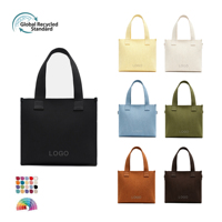 Sac fourre-tout en tricot écologique en gros, avec logo personnalisé, couleur unie, fermeture éclair, pliable, en polyester recyclé, pour usage quotidien