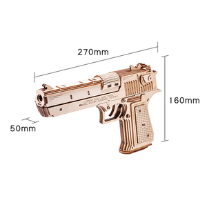 Hochwertige Gummiband Pistole Mode Holz Puzzle Pistole Kinder Pistole Spielzeug DIY Sets 3D Desert Eagle Puzzle Box verpackt beliebt