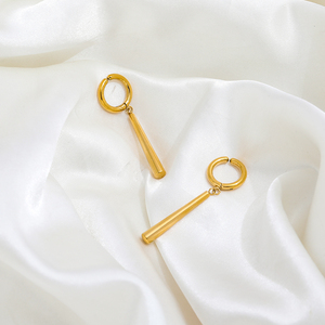Fenny Creative Jewelry Smooth Clip on Earring <strong>Bar</strong> Dangle <strong>Hoop</strong> Earring Permanent Wholesale Stainless Steel Ladies Jewelry - Product Image 3