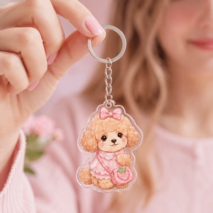Porte-clés en acrylique motif chiot de dessin animé, pendentif mignon Corgi, <span class=keywords><strong>Spitz</strong></span>, Pug, <span class=keywords><strong>chien</strong></span>, imprimé double face, pour sac, porte-clés animal - Product Image 4