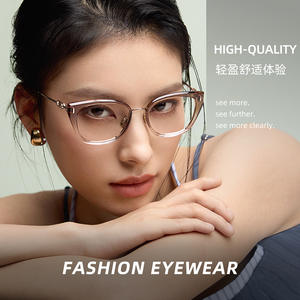 Nouvelle monture de lunettes œil-de-chat tendance anti-lumière bleue en résine, monture complète, forme ovale pour femme 00480 Origine Danyang - Product Image 2