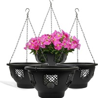 Pots de fleurs suspendus modernes multifonctionnels écologiques durables pour intérieur/extérieur, en plastique avec motif de filet carré et chaîne en fer