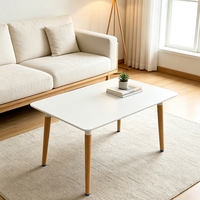 Table à manger blanche populaire avec pieds en bois massif, table carrée simple, table de cuisine multi-usages pour petit espace, salle à manger, bureau