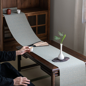 Chinese Zen Style Fabric Tea Mat <b>Table</b> <b>Runner</b> Waterproof Heat Insulating For Tea Ceremony Wabi Sabi Design - Product Image 1