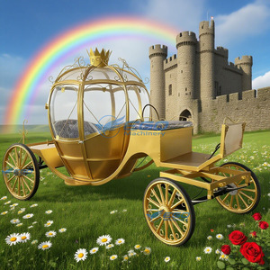 Chariot de balade électrique doré en forme de citrouille, sans chevaux, pour défilés et visites royales, modèle Cendrillon - Product Image 3