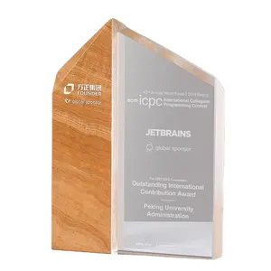 Trophée en verre acrylique personnalisé de luxe, prix de cristal personnalisé avec Base pour cadeau, vente en gros