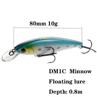 LUTAC Leurres de pêche Long Casting Floating 0.8m Minnow Bait ABS Plastic Laser Coating Skin VMC Treble Hook Hard Baits 80mm/10g