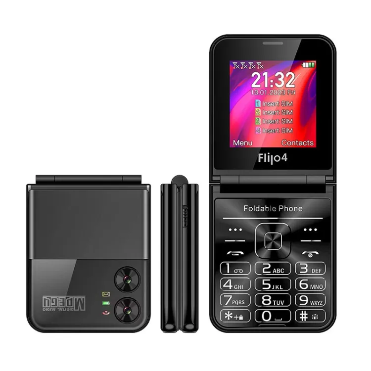 هاتف UNIWA F265 أصلي بطراز قابل للطي ، بوصة Mediatek MT6261D ، FM ، 4 بطاقات SIM ، 21 مفتاحًا