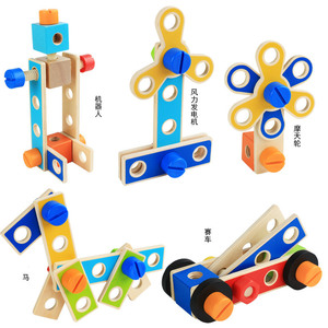 Nouvelle boîte à <span class=keywords><strong>outils</strong></span> en bois semblant jouer ensemble éducatif Montessori jouets écrou démontage vis assemblage Simulation réparation charpentier outil - Product Image 5