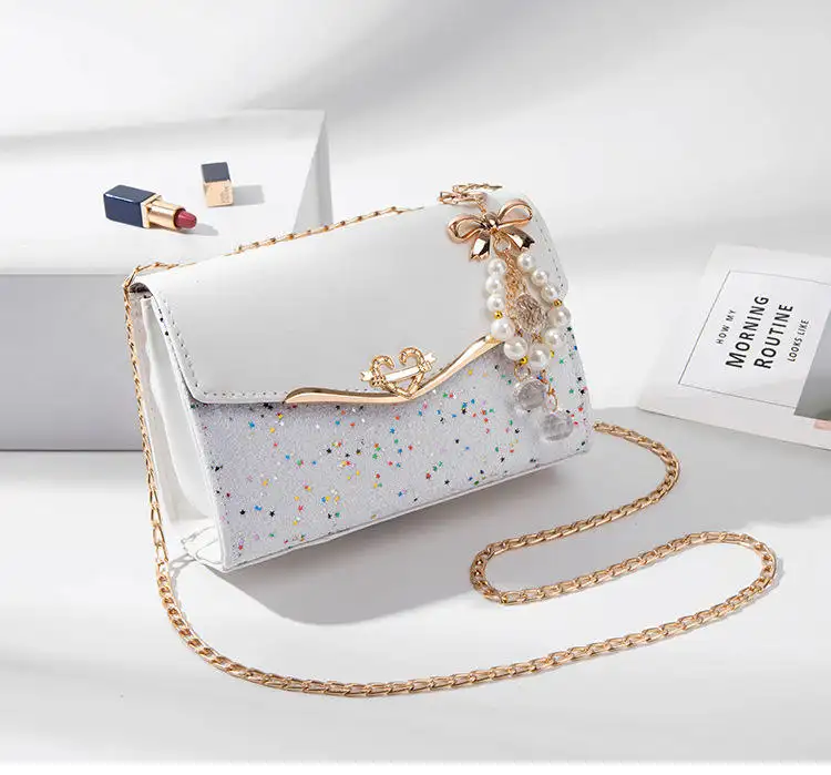 Stylish Golden Chain Strap Ladies Designer Handbags Cross Body Messenger Girls Fashion Woman Ladies Shoulder Bag