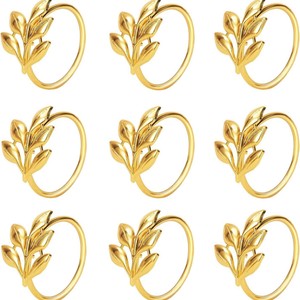 Anillos para Servilletas con Diseño de Hoja de Arce Novax, Chapados en Oro, de Acero Inoxidable Ecológico, Estilo Americano, para Bodas, Hoteles y Banquetes - Product Image 2