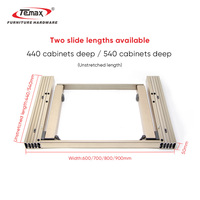 Rail de table extensible invisible Temax DB5001T à fermeture douce pour table de cuisine et de salle à manger