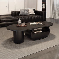 Nouvelle table basse ovale rétractable en pierre, style italien minimaliste, moderne et luxueuse, idéale pour petits salons et maisons (2026)