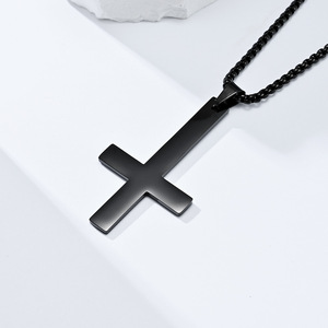 Stainless Steel <b>Cross</b> Pendant Necklace Unisex Fashion Jewelry For Men Women Simple Design Long <b>Chain</b> 3 Colors Available - Product Image 4